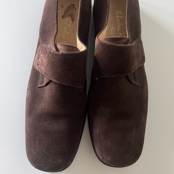 Vintage Salvatore Ferragamo Boutique Brown Suede Loafers Unisex Size 10B Italy - Picture 7 of 8